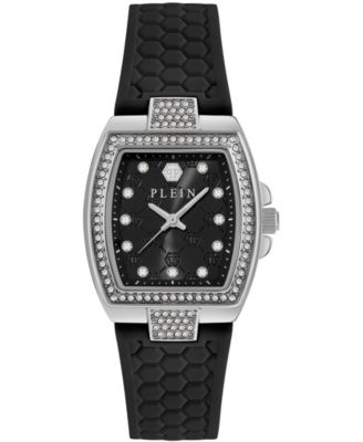 Philipp Plein женские часы с черным силиконовым ремешком, 30 мм, модель Supreme