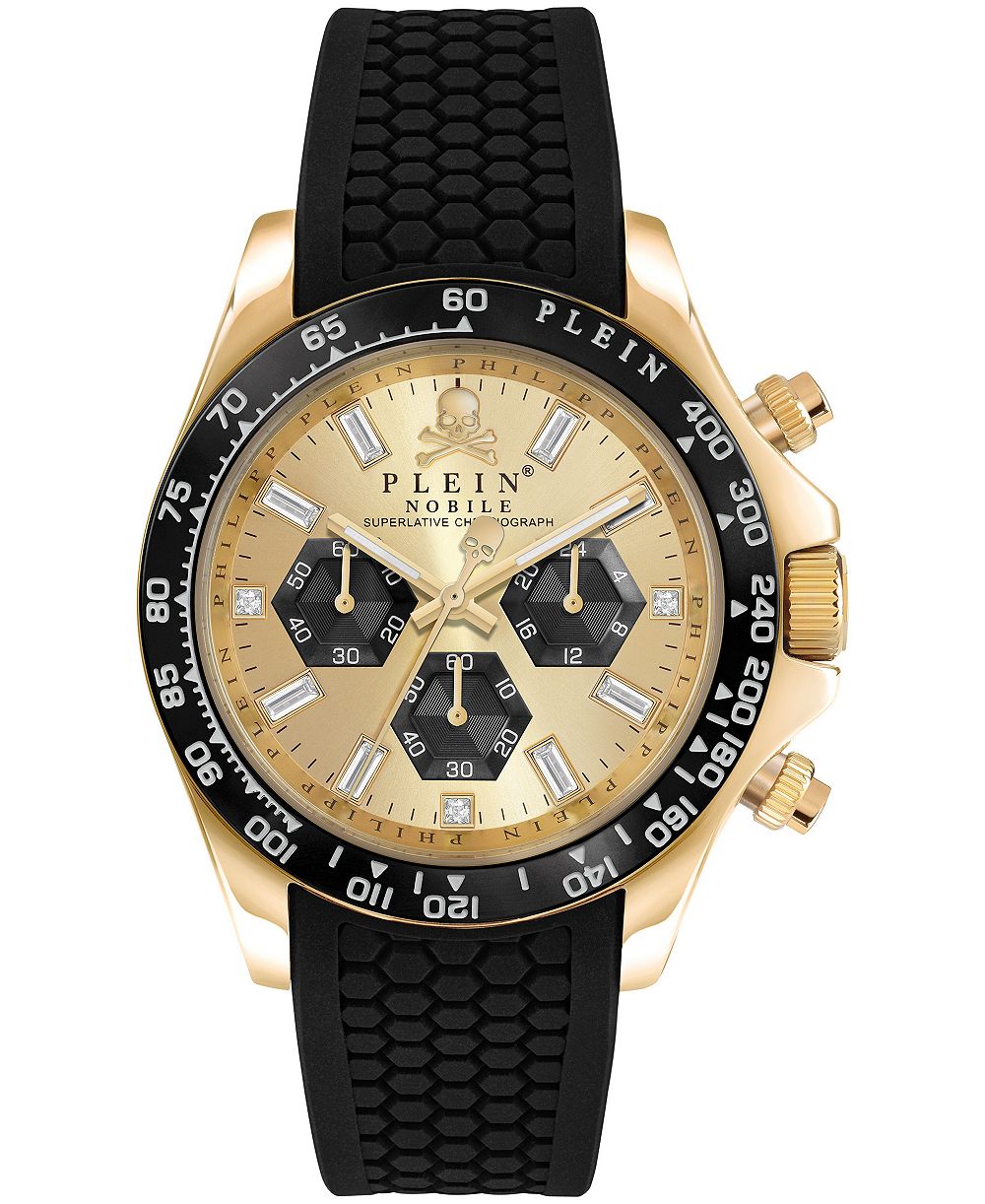 Philipp Plein Men's Black Silicone Strap Watch 43mm