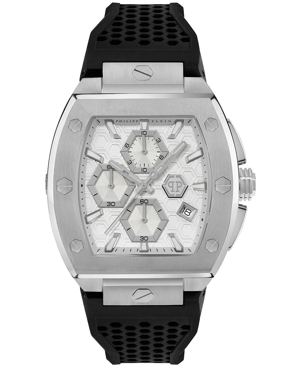 Philipp Plein Hexagon Phantom Men's Black Silicone Strap Watch 44mm