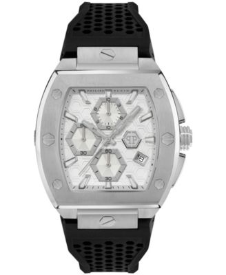 Philipp Plein Hexagon Phantom Men's Black Silicone Strap Watch 44mm