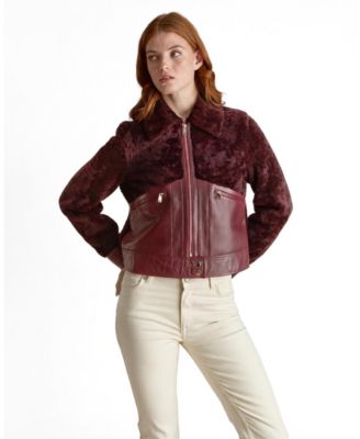 Furniq UK Women's Emery Leather and Shearling Jacket