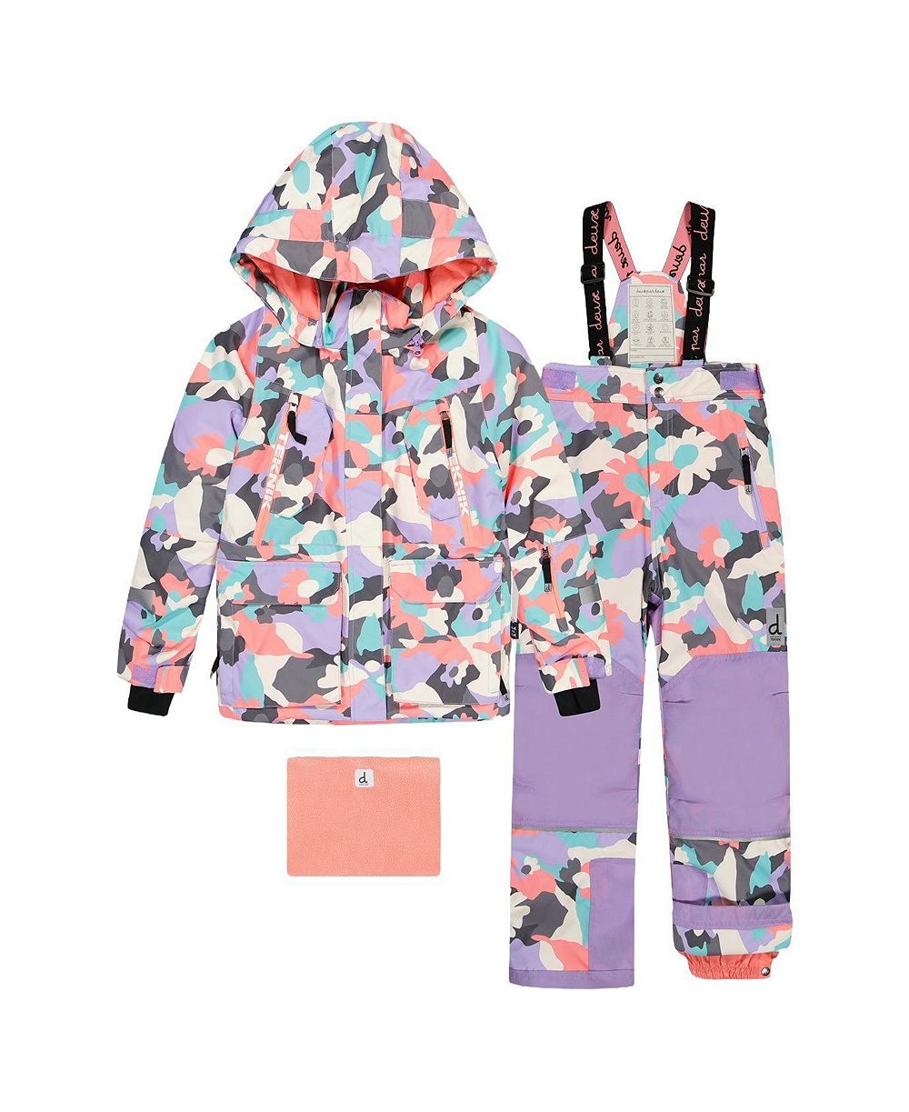 Deux par Deux детский двухкомпонентный костюм Teknik для снега, камуфляж коралл, 4T-5T