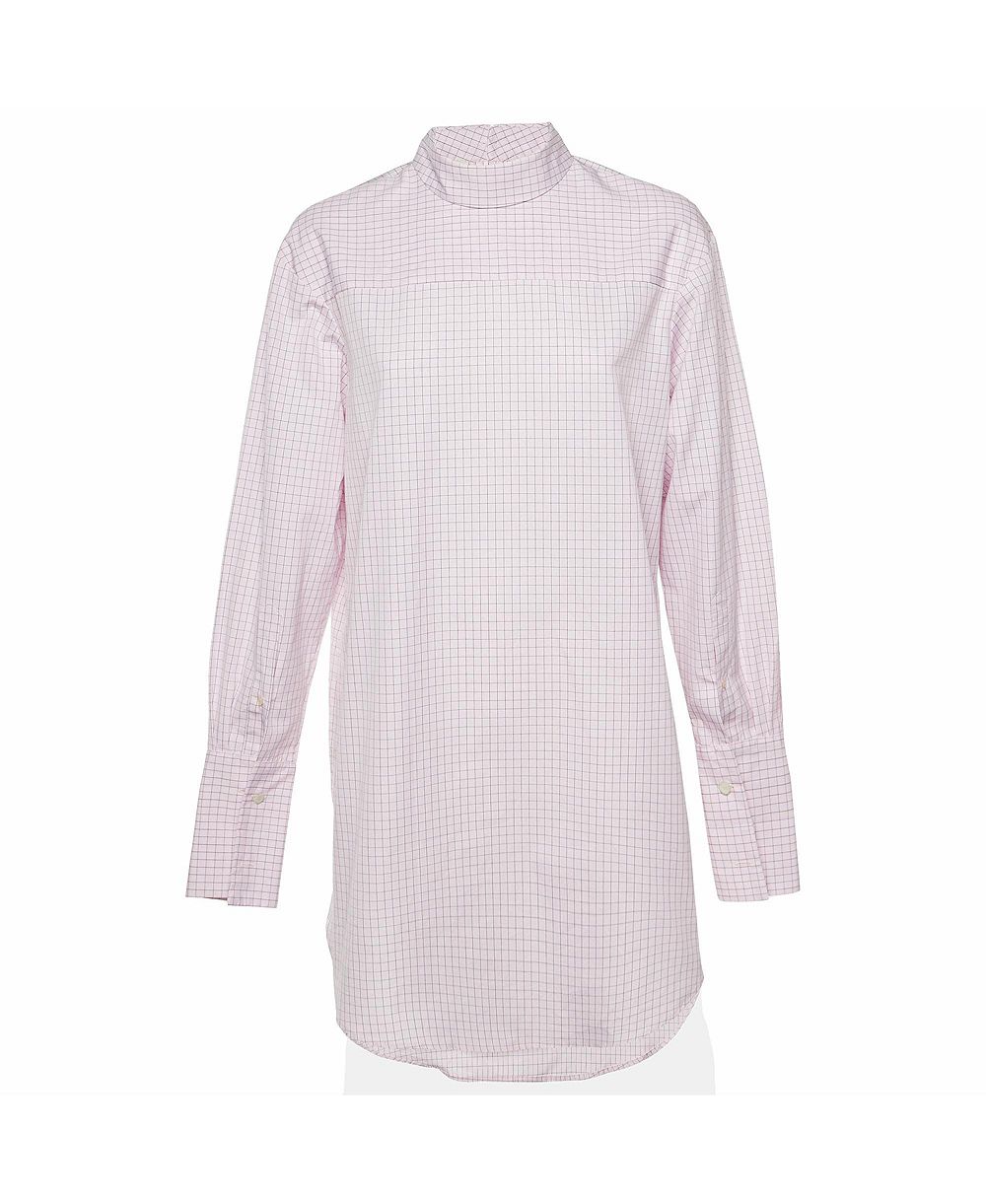 Pre-Owned Dries Van Noten Women's Corso Checkered Cotton Mock Neck Shirt