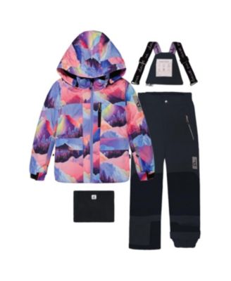 Deux par Deux Little Girls Girl(6-14) Two Piece Play Snowsuit Mountain Print with Pants