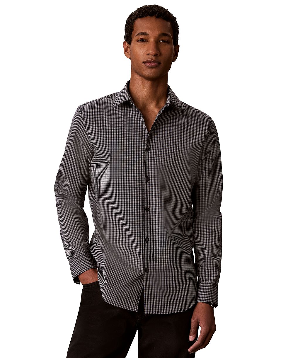 Calvin Klein Men's Gingham Supima Stretch Regular-Fit Shirt