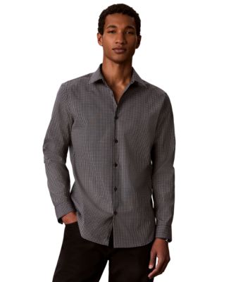 Calvin Klein Men's Gingham Supima Stretch Regular-Fit Shirt
