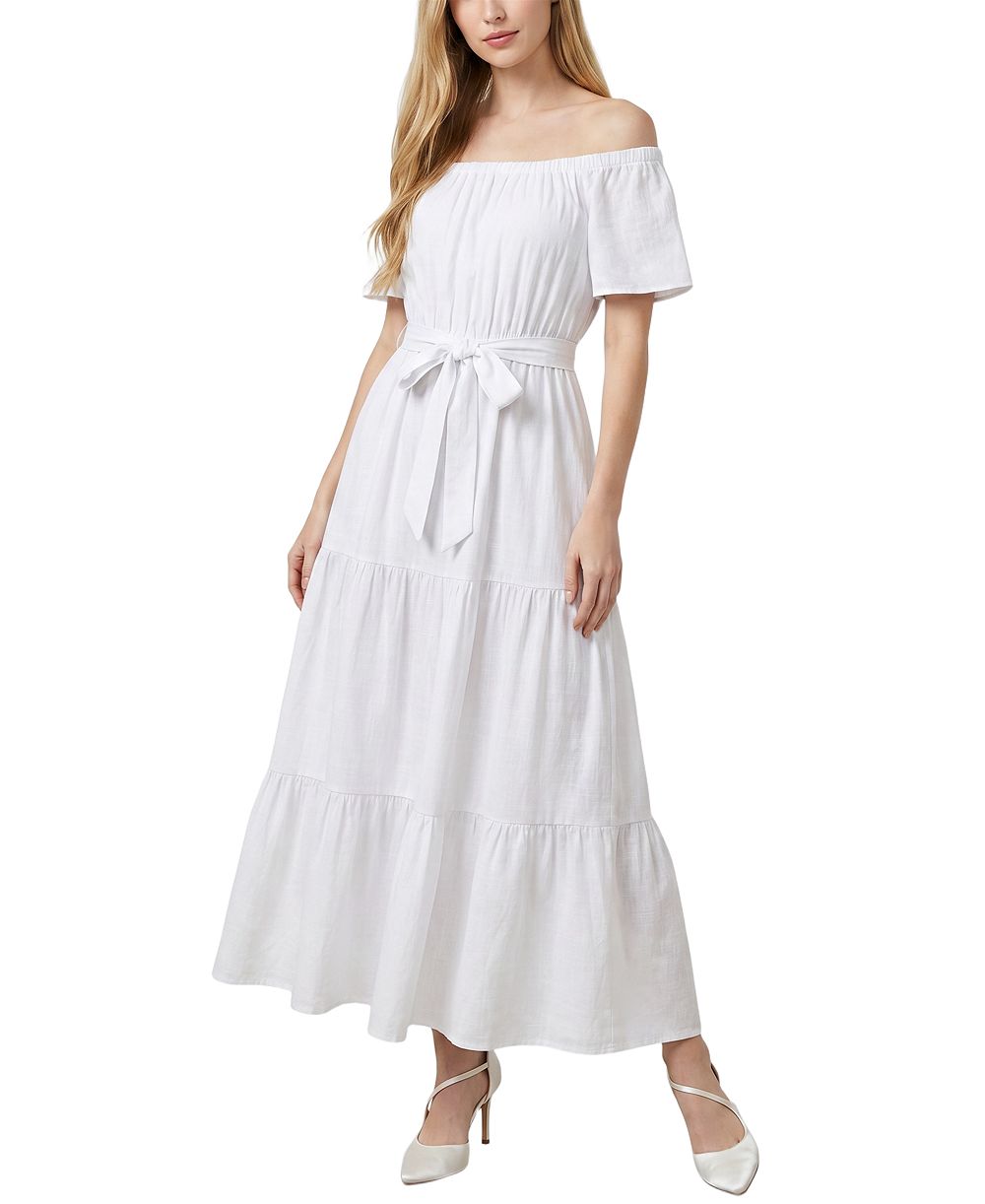 NY Collection Petite Off-The-Shoulder Tiered Maxi Dress