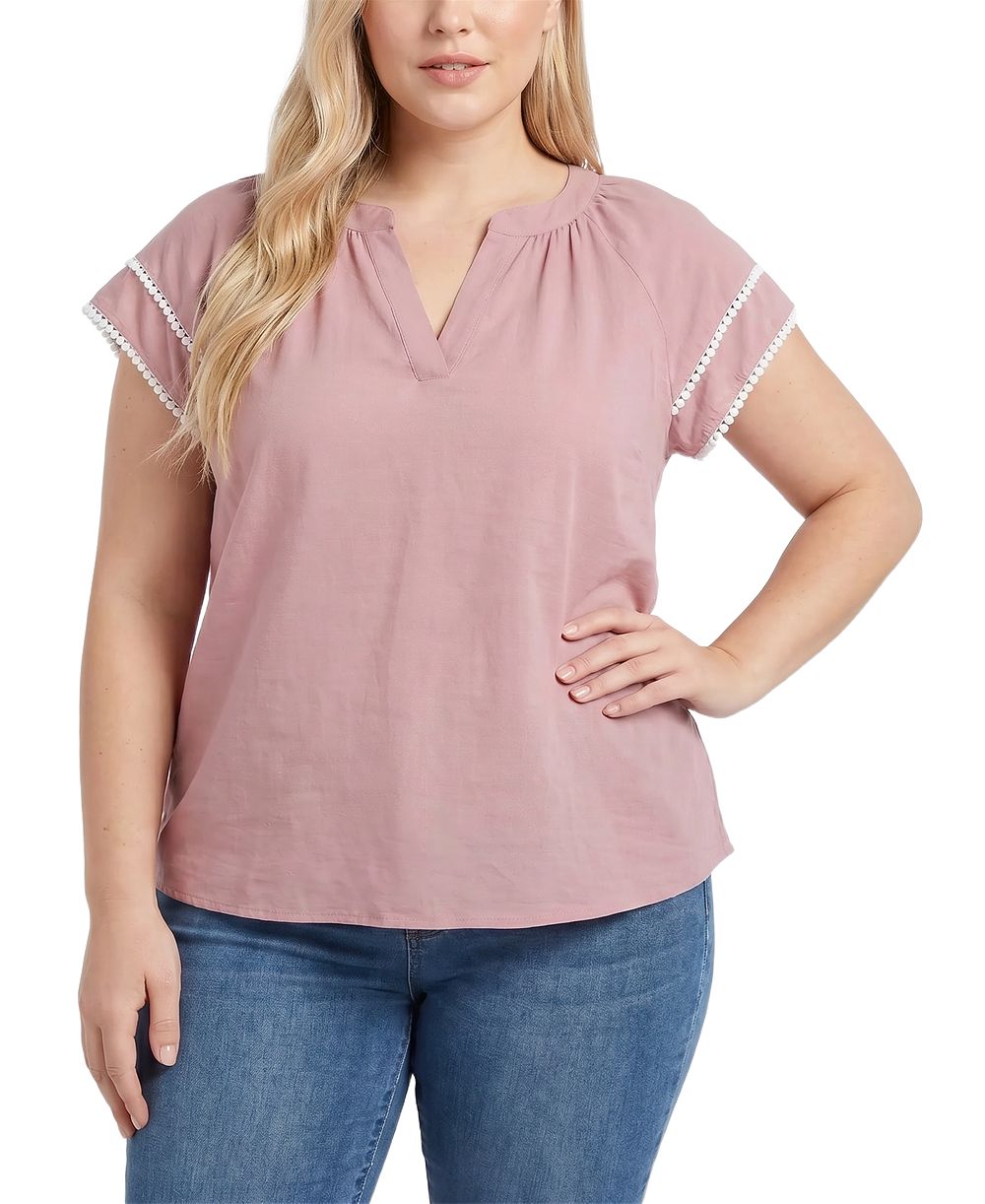 NY Collection Plus Size блузка с V-образным вырезом, двухслойная