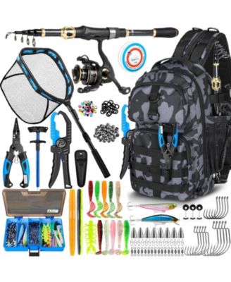AOFAR Fishing Rod Reel Tackle Backpack Net Bag Holder set