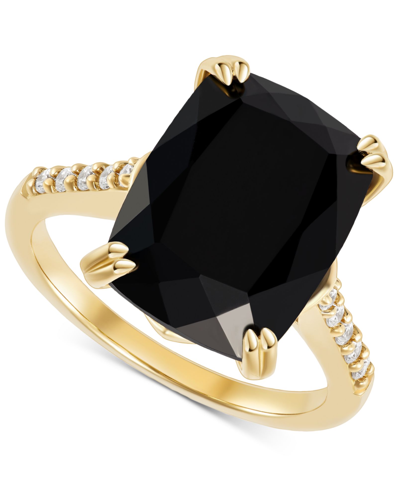 Macy's Кольцо Statement с Onyx (7-1/2 ct. t.w.) и кубическим цирконием, позолоченное серебро 14k Gold-Plated Sterling Silver