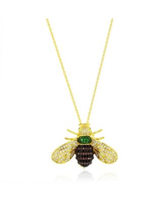 SUZY LEVIAN NEW YORK Sterling Silver Cubic Zirconia Bumble Bee Brooch Pendant