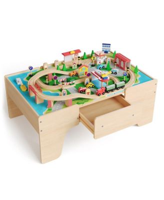 Детский деревянный игровой стол homfan 84-Piece Wooden Train Activity Table с хранением