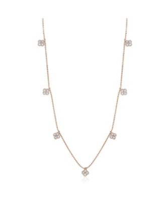 SUZY LEVIAN NEW YORK Sterling Silver Cubic Zirconia Clover Drop Station Necklace