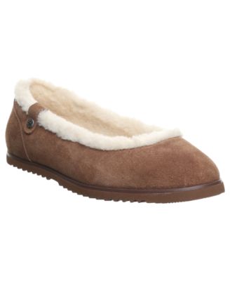 BEARPAW Women's Delphi Faux Fur Trim Ballet Flats