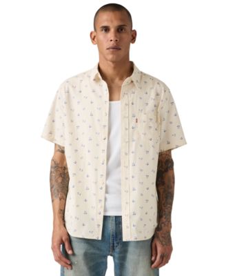 Мужская хлопковая рубашка Levi's® с коротким рукавом, классическим воротником и прямым кроем