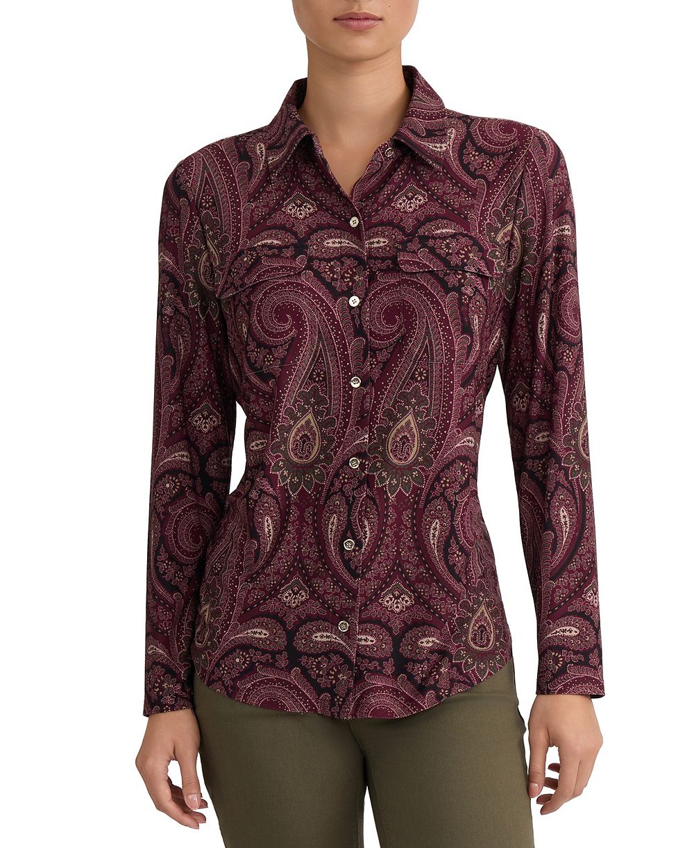 Jones New York Women's Paisley Long-Sleeve Button-Down Top