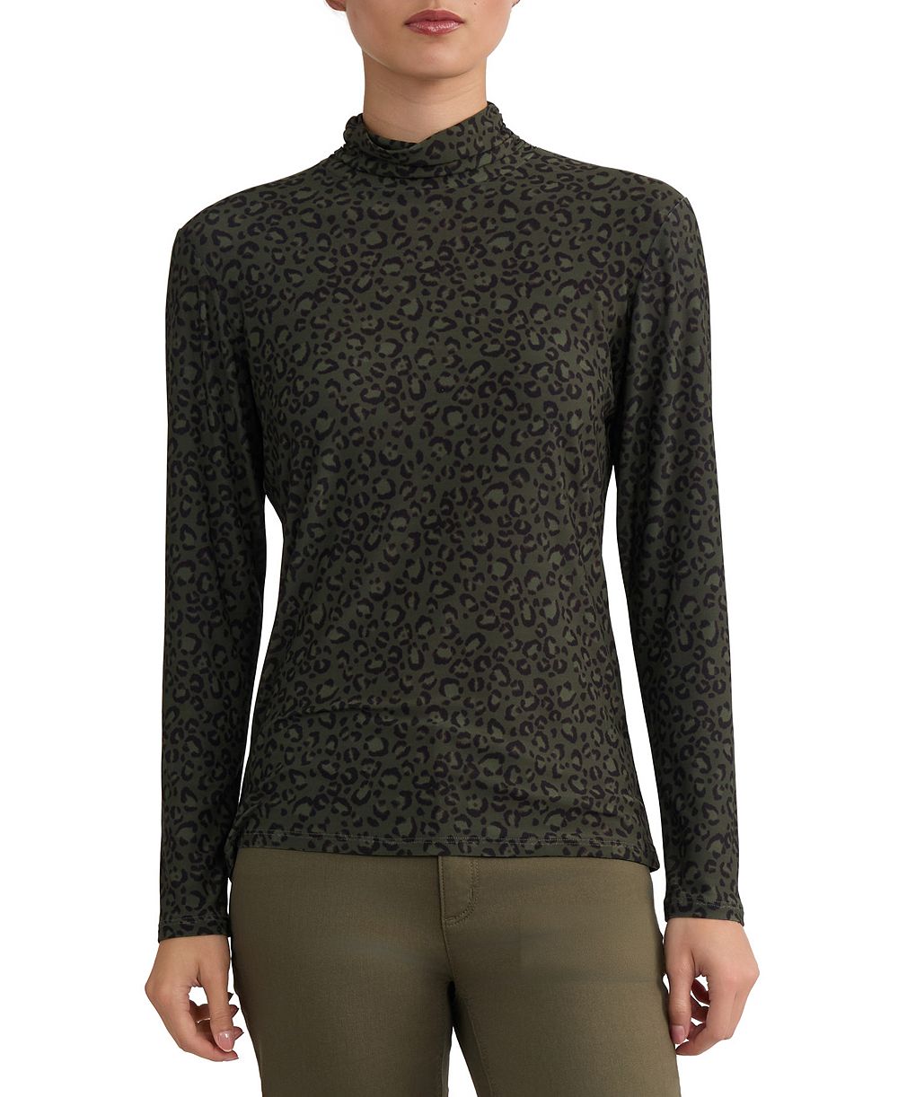 Jones New York Women's Leopard-Print Long-Sleeve Turtleneck T-Shirt
