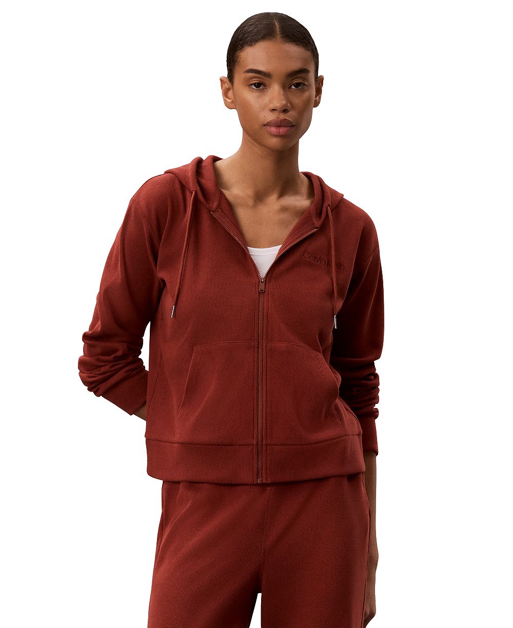 Calvin Klein Performance Women's Loose-Fit Icon Sport Waffle Full-Zip Hoodie