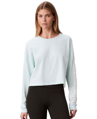 Calvin Klein Performance Women's Puff Graphic Logo Long-Sleeve Cropped T-Shirt