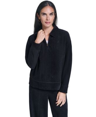 Nautica Women's Herringbone Rib Quarter-Zip Pullover Top
