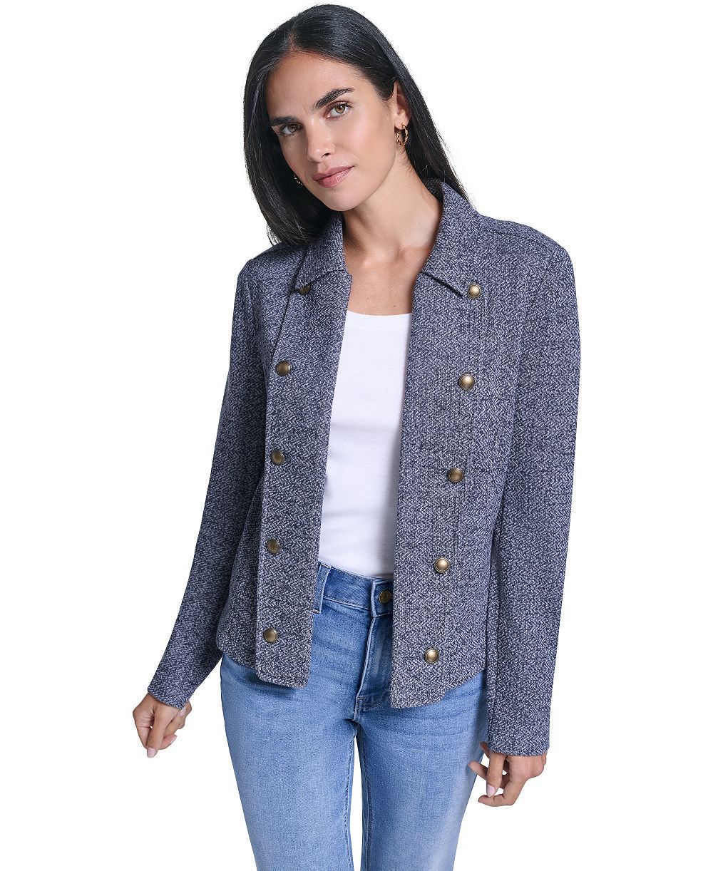 Nautica Women's Marled Band Double-Breasted Jacket