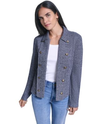 Nautica Women's Marled Band Double-Breasted Jacket