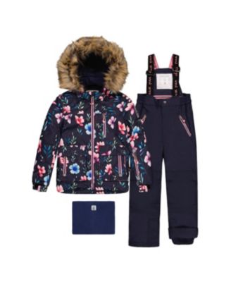 Deux par Deux Toddler Girls (2T-5T) Two Piece Play Snowsuit Floral Print