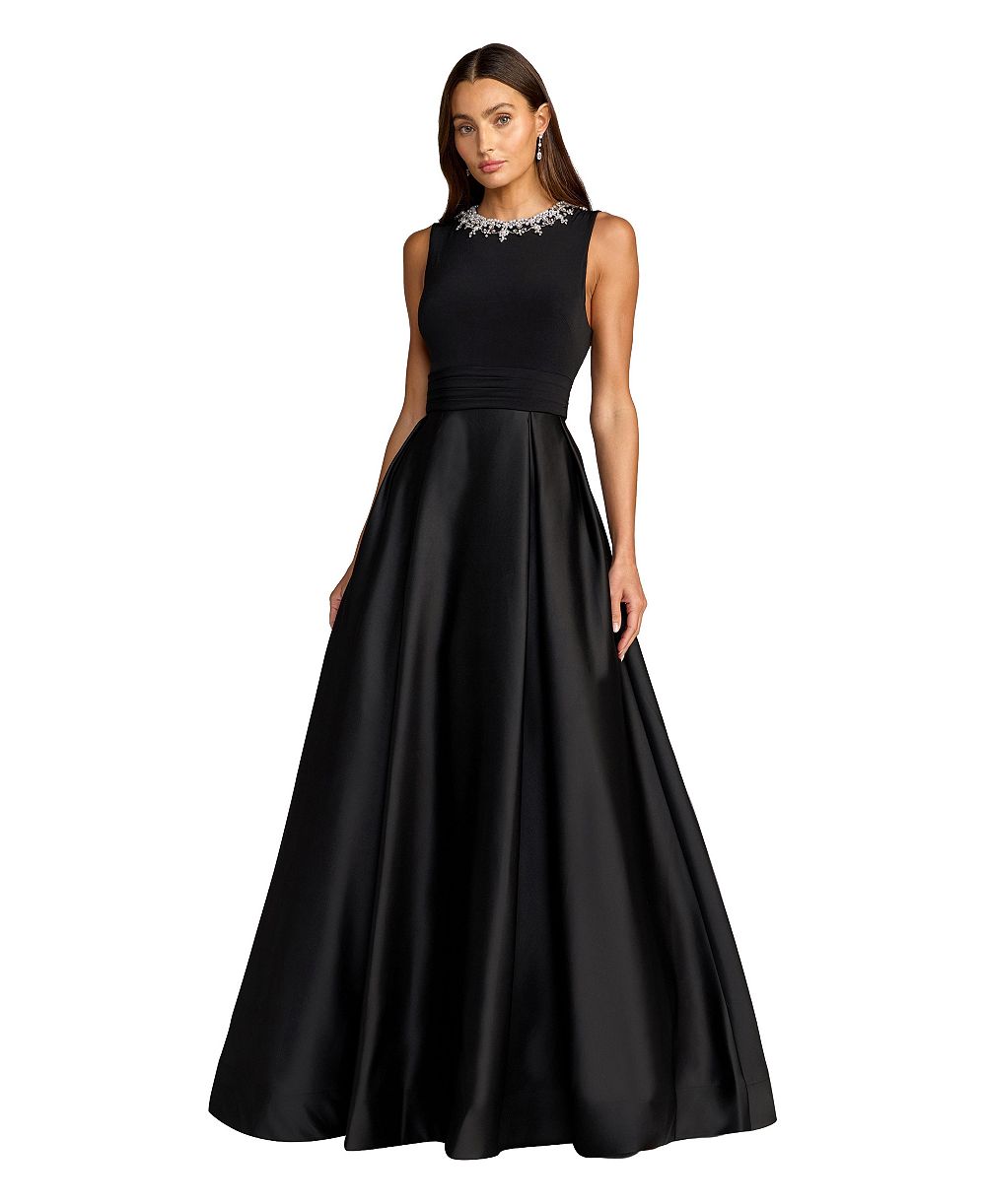 Mac Duggal Petite вечернее платье Pearl-Embellished High-Neck