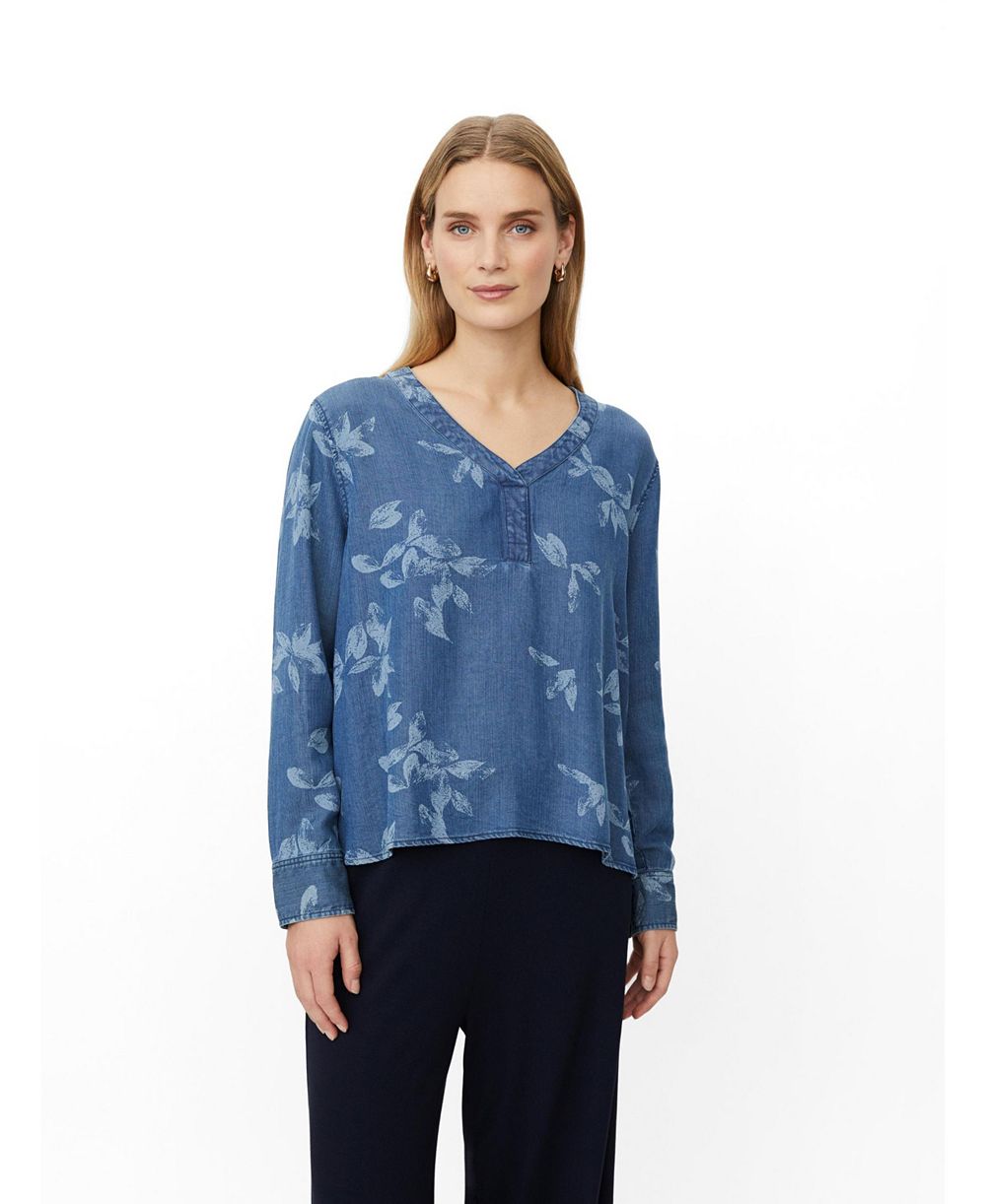 Блузка Masai Copenhagen Women's MaDariane Floral Long-Sleeve Denim