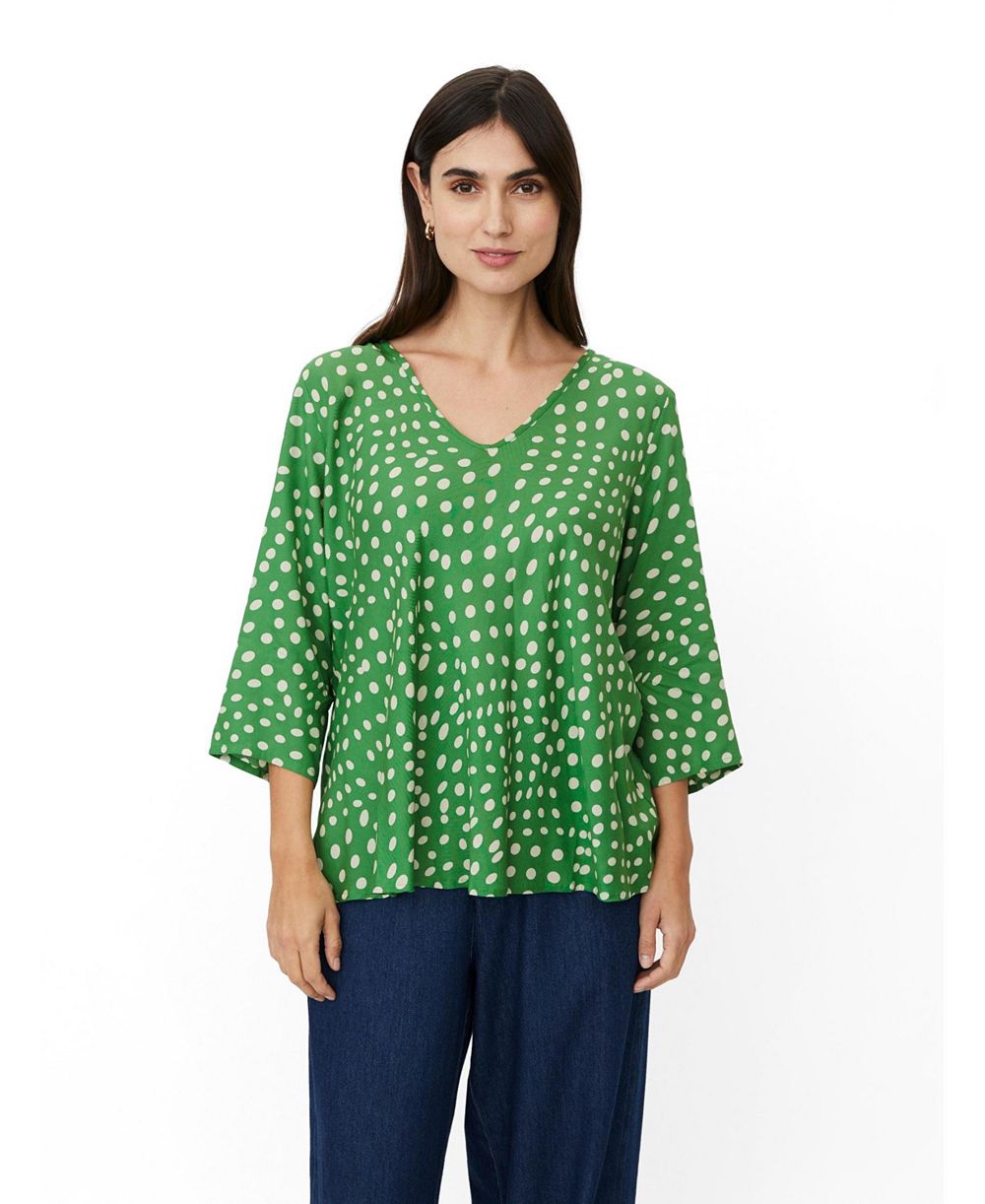 Блузка Masai Copenhagen Women's MaKatacia V-Neck 3/4-Sleeve Polka-Dot