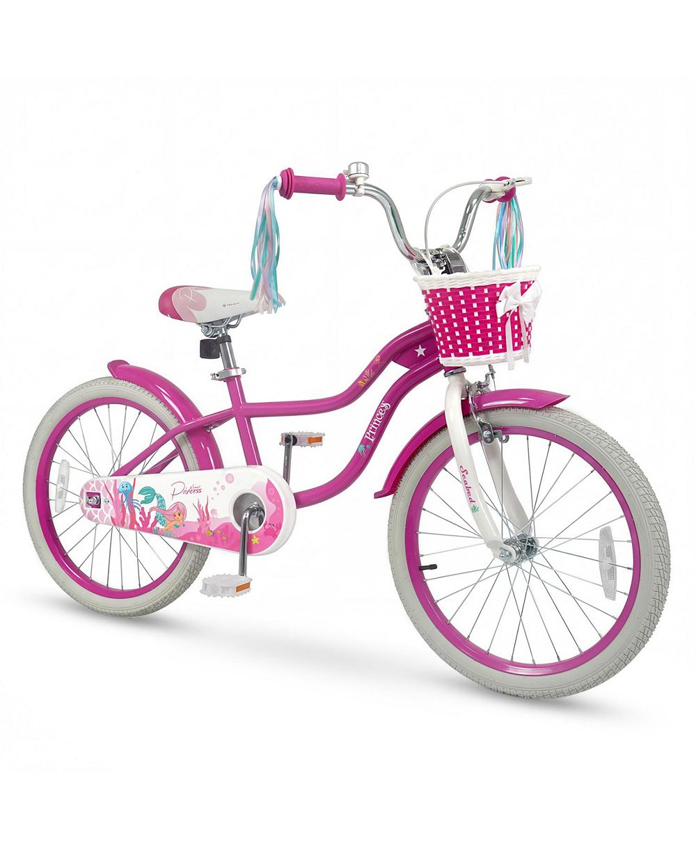 Slickblue Детский Bike with Basket and Streamers, Adjustable Riding Bicycle