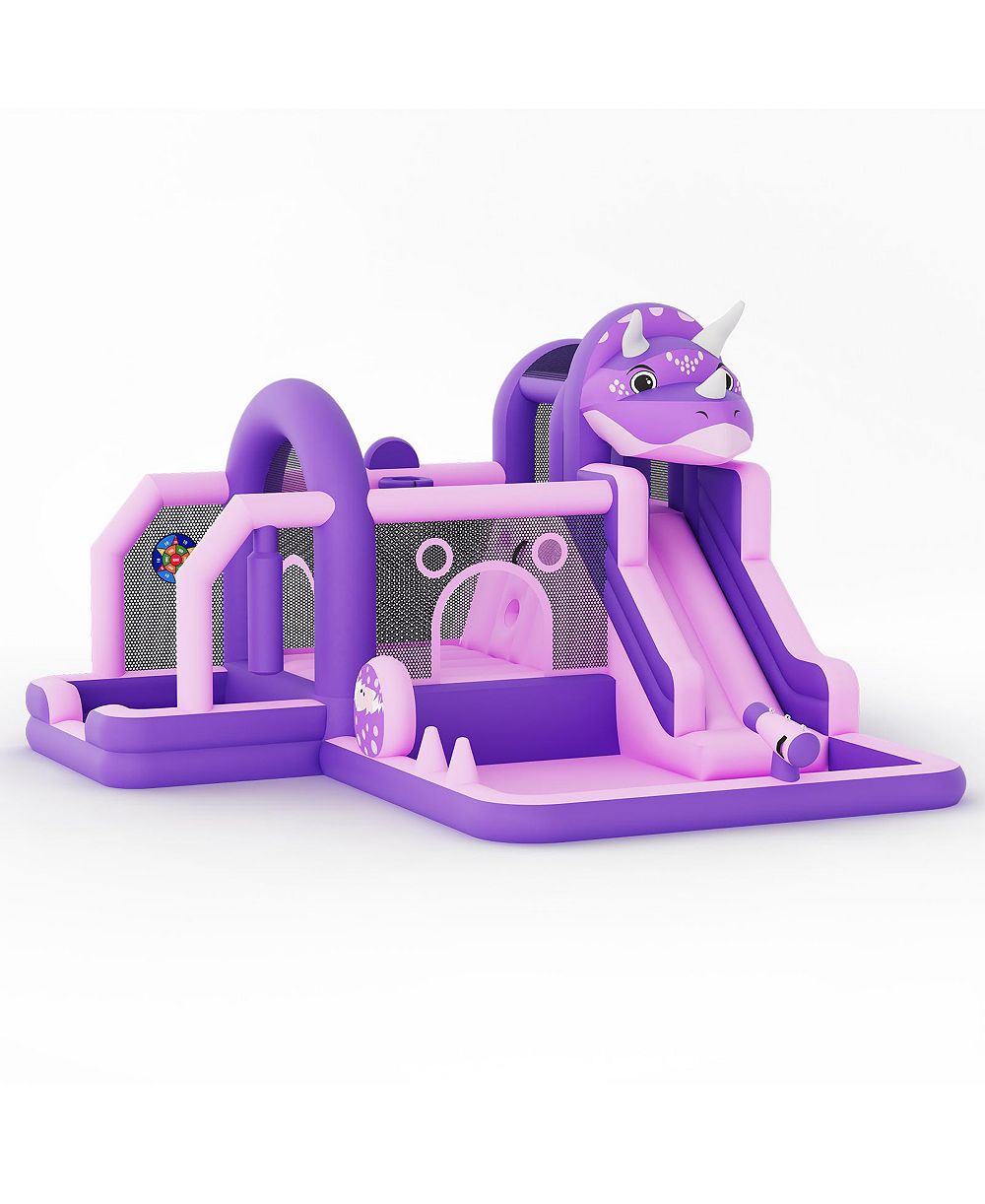 Надувной батут homfan Dinosaur Bounce House, 148"L x 150"W x 100"H, Oxford Cloth со слайдером и скалодромом, вместимость 250 Lbs, для детей 3+
