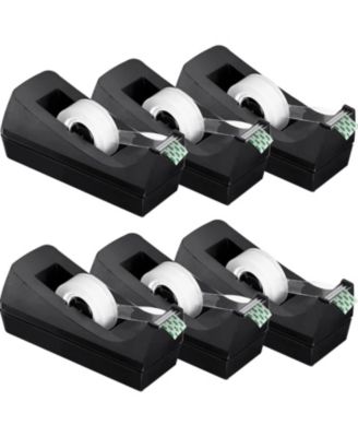 DANRONG 6 Pack Clear Tape Dispenser Set Non Slip Base Desktop Office School Supplies