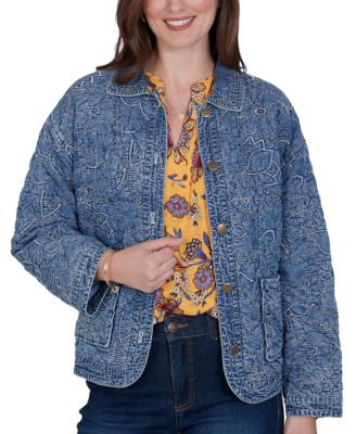 Ruby Rd. Petite Quilted Floral Denim Jacket
