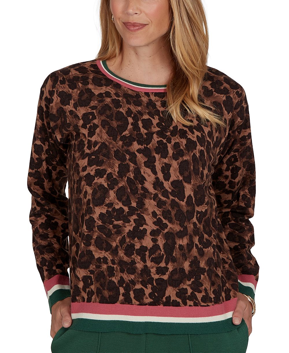 Ruby Rd. Petite Cheetah Print Knit Sweater