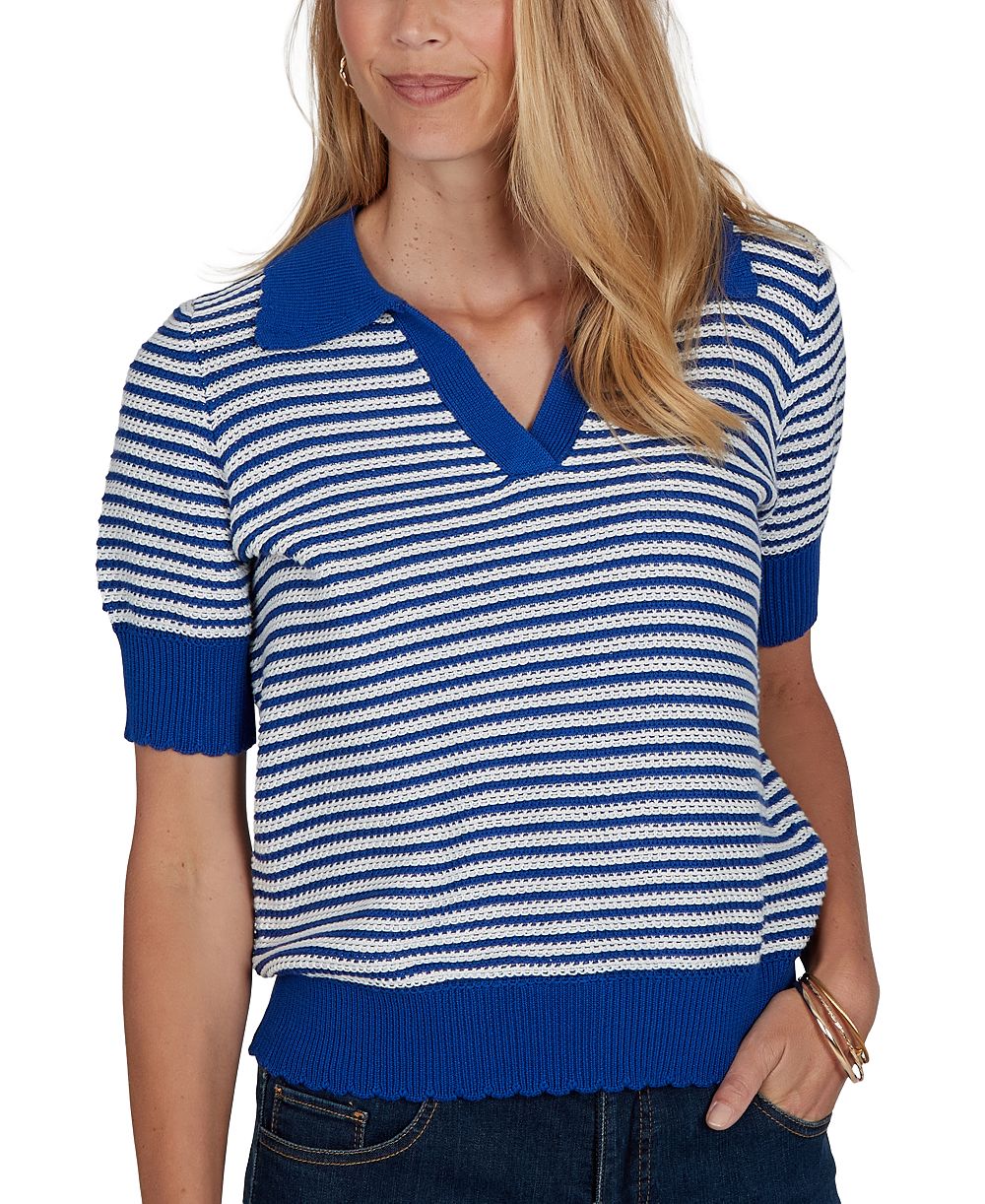 Женский свитер Ruby Rd. Petite Two-Tone Collared Elbow-Sleeve, Petite
