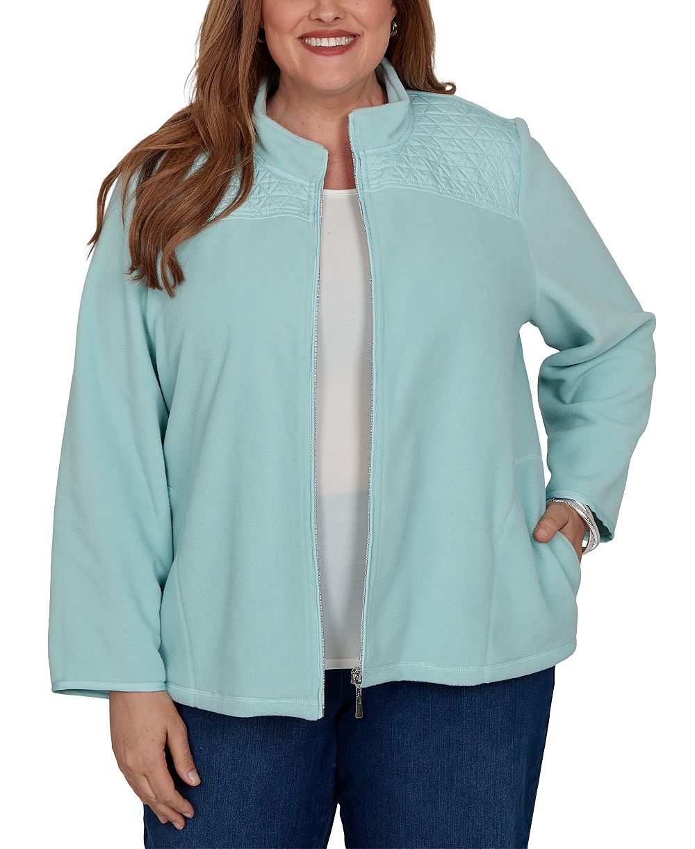 Alfred Dunner Plus Size Quilted Zip-Front Knit Jacket