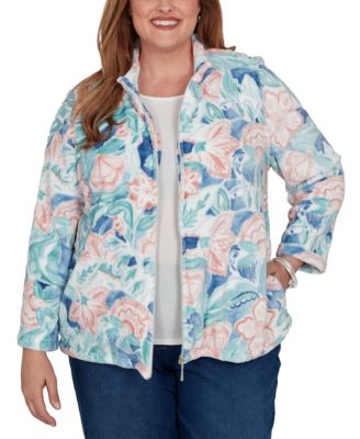 Alfred Dunner Plus Size Floral Stand-Collar Jacket