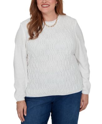Alfred Dunner Plus Size джемпер из кашемира с V-образным вырезом и длинными рукавами