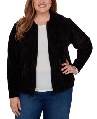 Кардиган Alfred Dunner Plus Size Cable-Knit Chenille Full-Zip