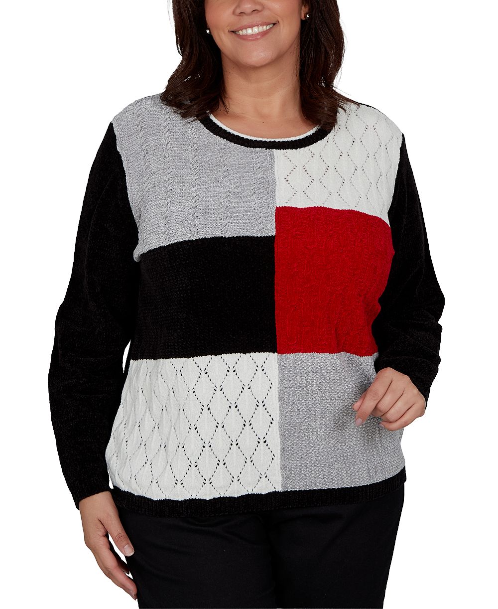 Свитер Alfred Dunner Plus Size Colorblock Textured-Chenille