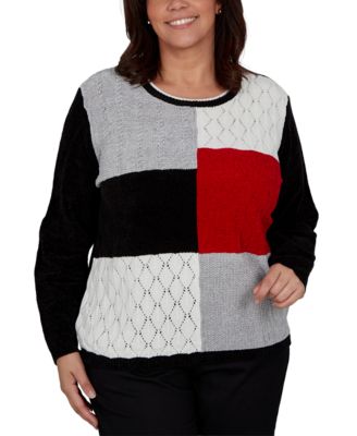 Свитер Alfred Dunner Plus Size Colorblock Textured-Chenille