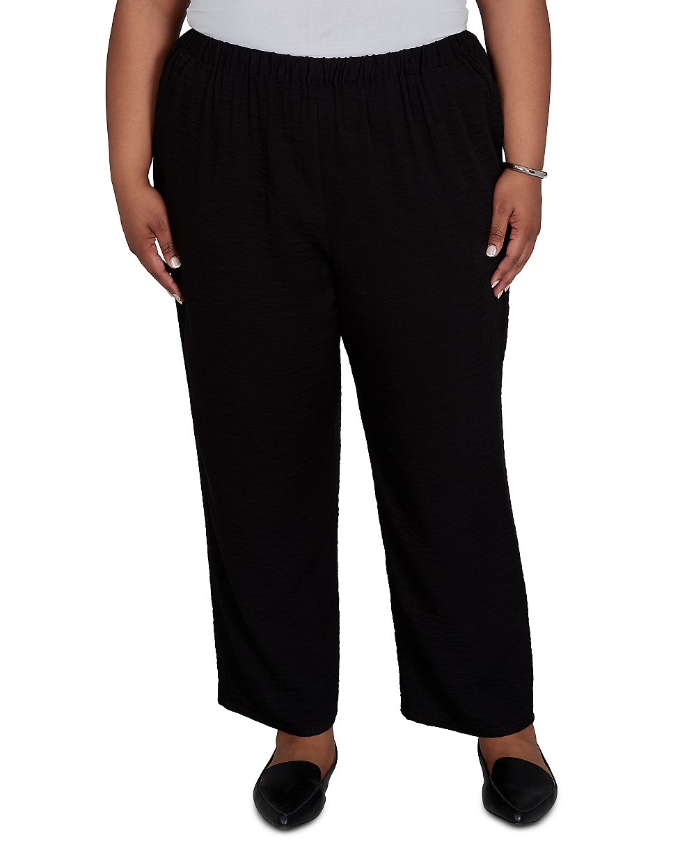 Alfred Dunner Plus Size Travel Advisory Pull-On Ankle Crinkle-Texture Pants