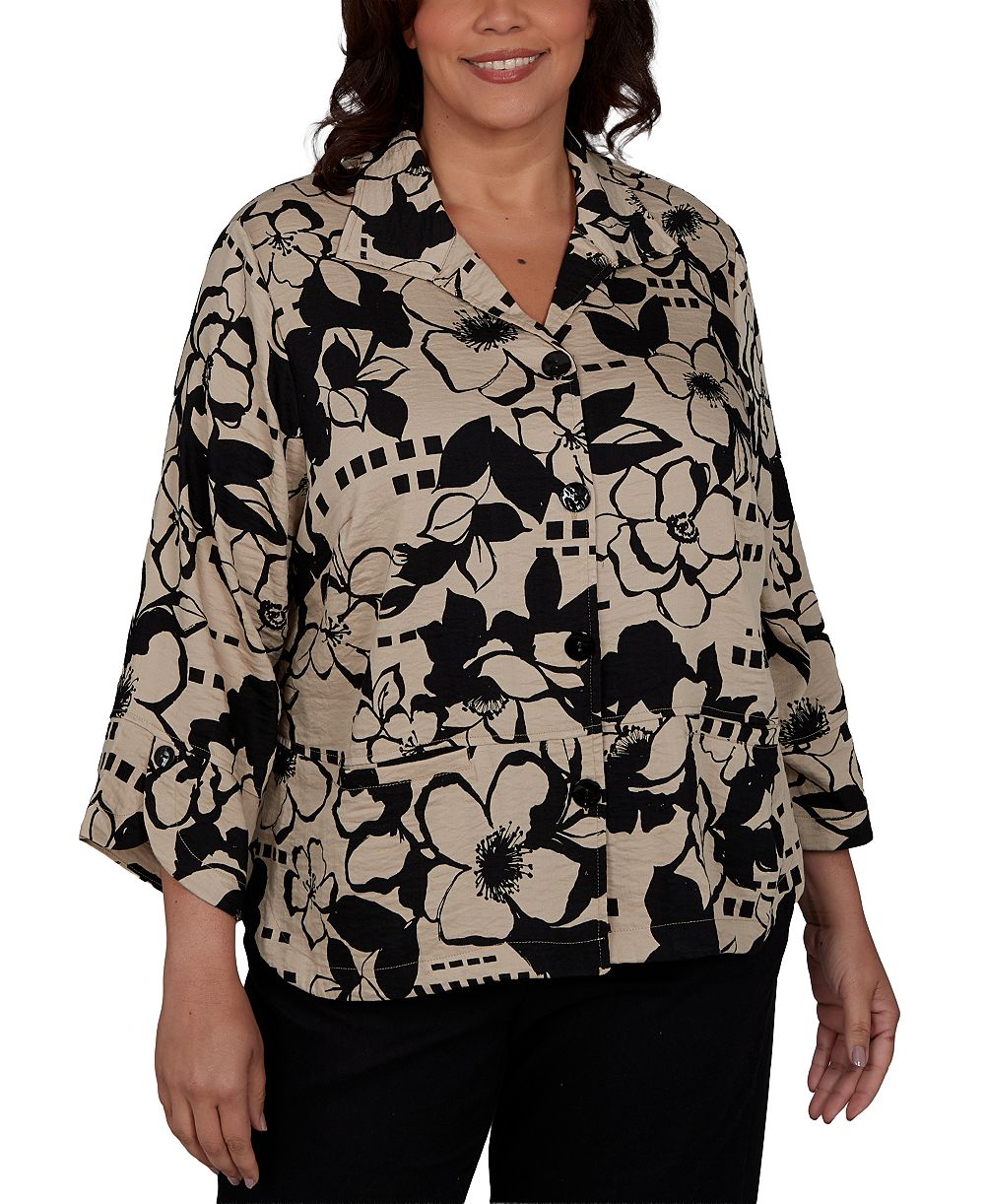 Топ Alfred Dunner Plus Size Geo Floral на пуговицах