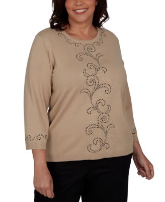 Alfred Dunner Plus Size джемпер Travel Advisory с бисером и рукавом 3/4