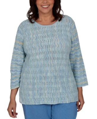 Alfred Dunner Plus Size джемпер Provence Textured Scalloped-Stripe
