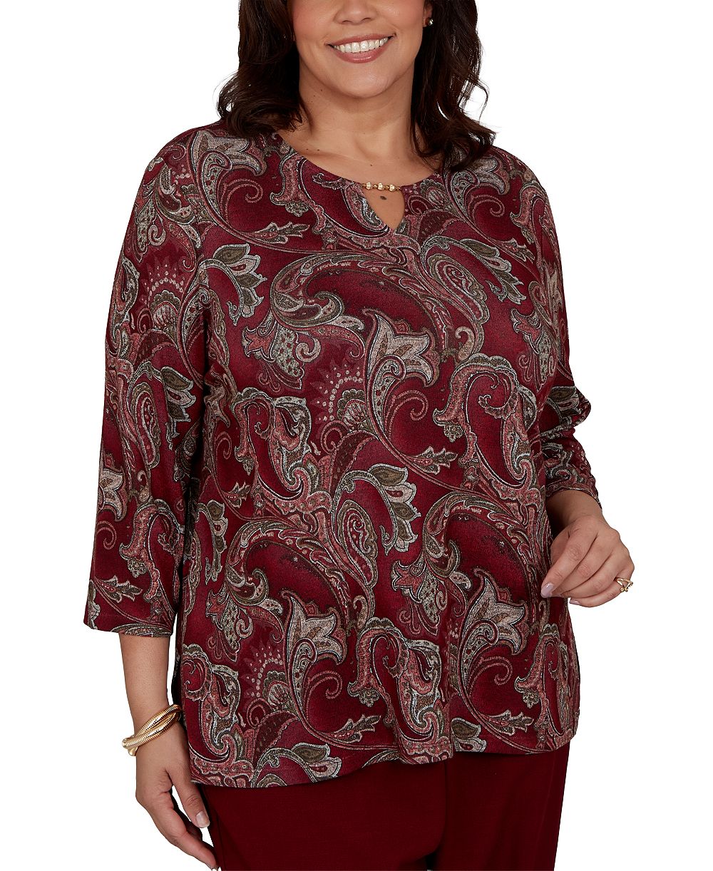 Блузка Alfred Dunner Plus Size Union Square Paisley Melange 3/4-Sleeve