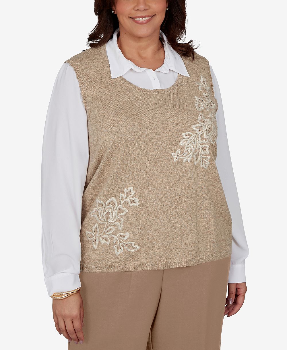 Alfred Dunner Plus Size джемпер Union Square Embroidered