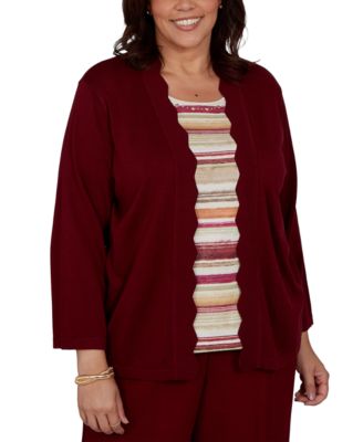 Alfred Dunner Plus Size Union Square Two-in-One Scalloped Cardigan