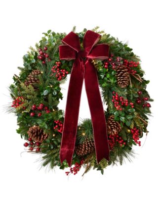 Boxwood & Berries Wreath|28"|LEDC|BO